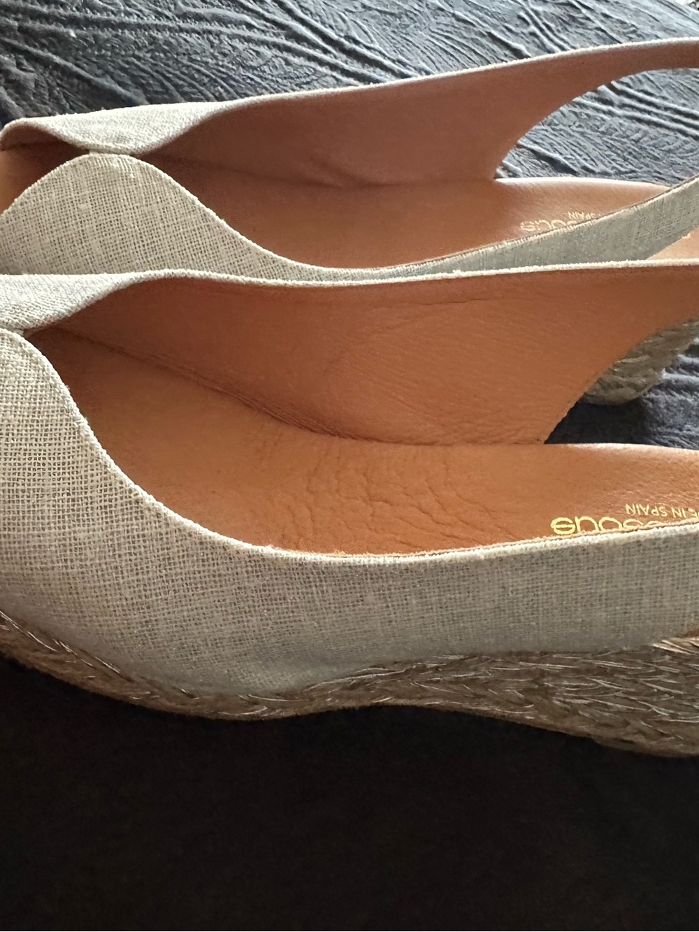 Andre Assous Light Beige Slingback Espadrille Wedges - Picture 8 of 14